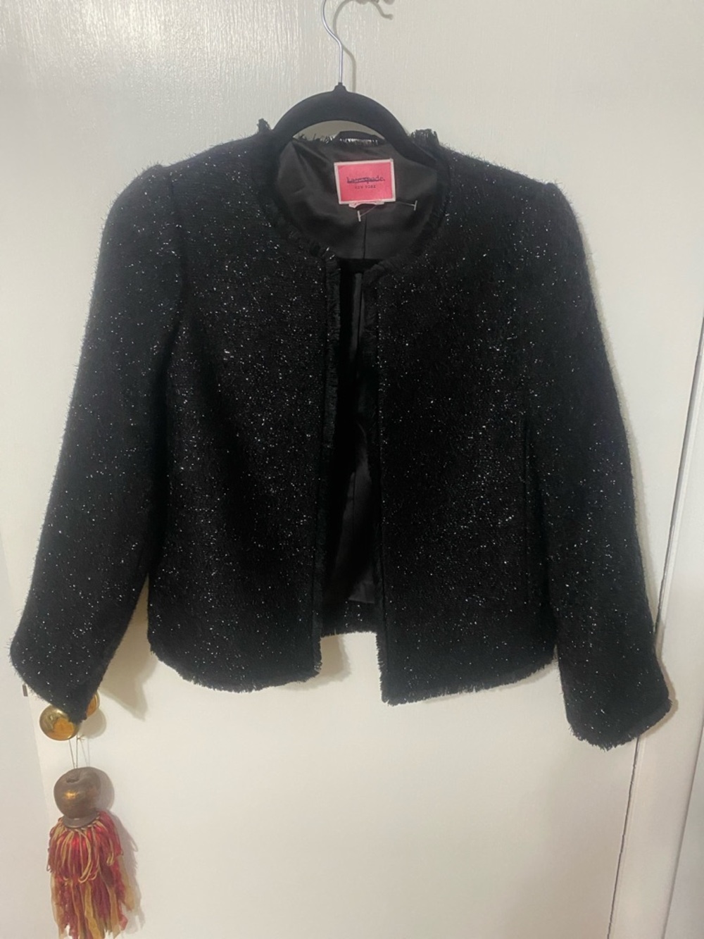 kate spade Black Sparkle Bouclé Cropped Blazer